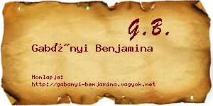 Gabányi Benjamina névjegykártya